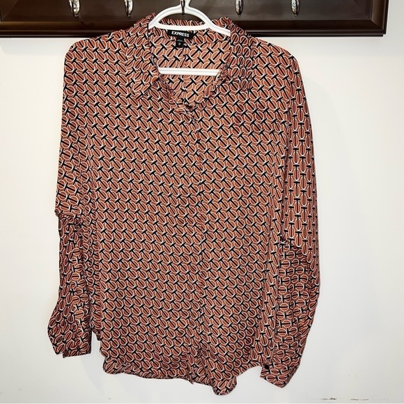 Express Ladies Orange and Black Blouse Size Medium - Picture 1 of 7